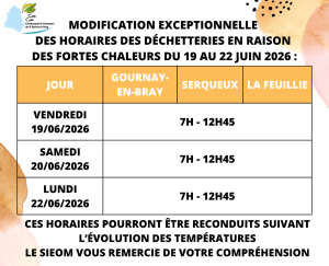 Lire la suite à propos de l’article Déchetteries : Information Fortes chaleurs
