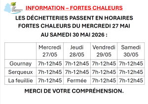 Lire la suite à propos de l’article Déchetteries : Information Fortes chaleurs